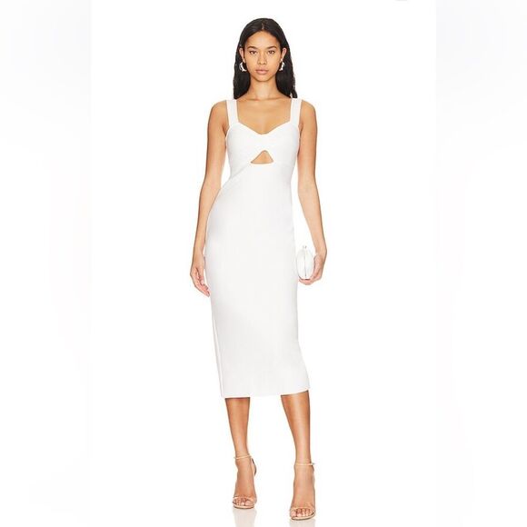 NEW Elliatt Rosa Bodycon Midi Dress Ivory Size Small - Picture 1 of 10